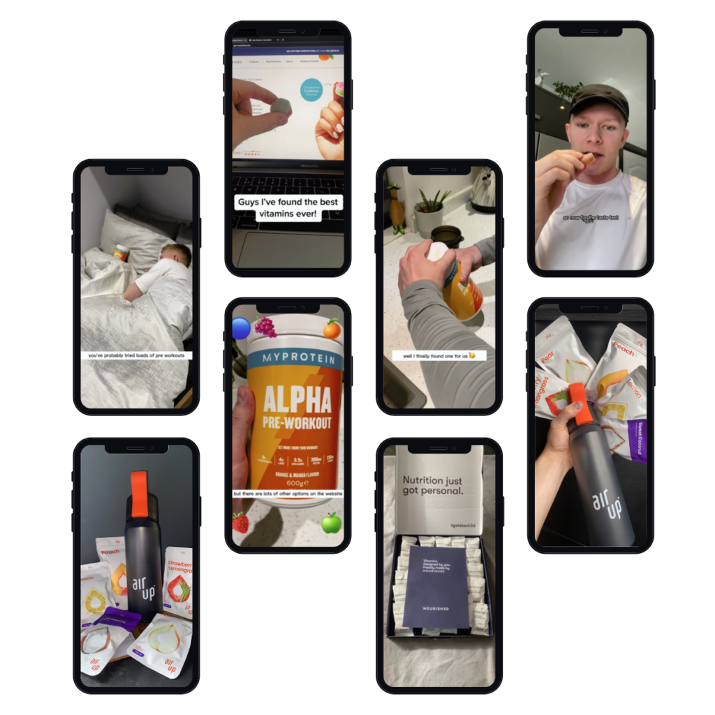 an image of lots of creative and ugc content on various iphones